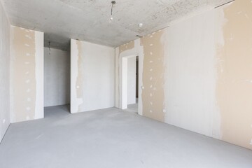 interior of the apartment without decoration in gray colors