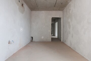 interior of the apartment without decoration in gray colors