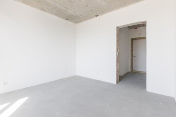 interior of the apartment without decoration in gray colors