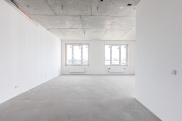 interior of the apartment without decoration in gray colors