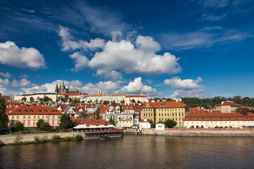 Naklejka na ściany i meble Panorama of Prague Castle in autumn sunny day. Prague, Czech Republic.