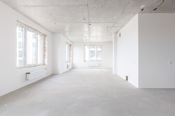 interior of the apartment without decoration in gray colors