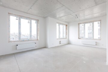 interior of the apartment without decoration in gray colors