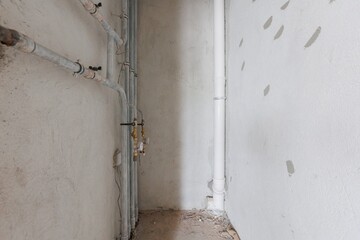 interior of the apartment without decoration in gray colors