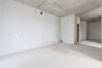 interior of the apartment without decoration in gray colors