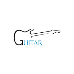 guitar logo design vector template,