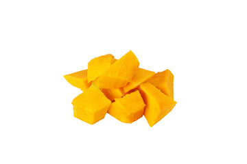 pile of pumpkin pieces isolated on white background