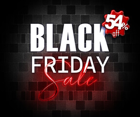 illustration with 3d elements black friday promotion banner 54 percent off sales increase