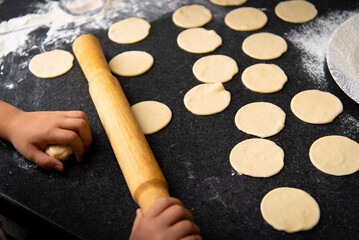 Rolled dough. Top view. Home made.
