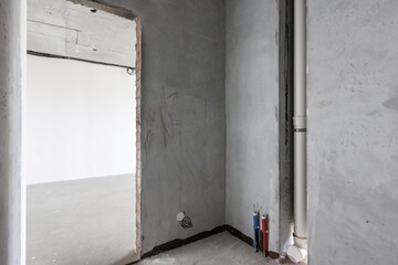 interior of the apartment without decoration in gray colors