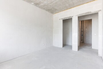 interior of the apartment without decoration in gray colors