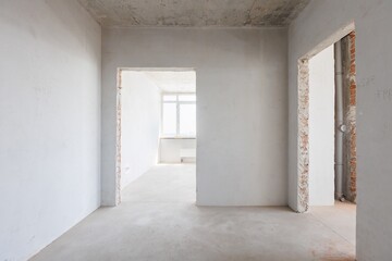 interior of the apartment without decoration in gray colors