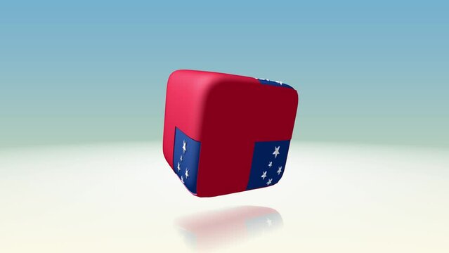 [Loop video] Loop animation of a rotating cube printed with the Samoa flag