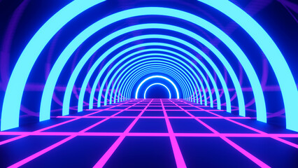 abstract tunnel with light synthwave in 4k 