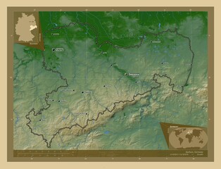 Sachsen, Germany. Physical. Labelled points of cities