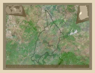 Bono, Ghana. High-res satellite. Major cities