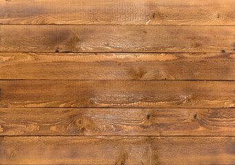 Obraz na płótnie Canvas Brown wood texture. Abstract background, blank template. Close the wall of wooden boards.
