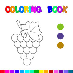 Coloring book for children with grapes.A workbook for kindergarten