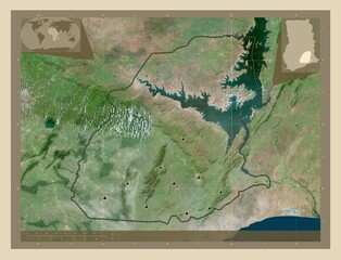 Eastern, Ghana. High-res satellite. Major cities