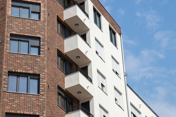 Part of the new apartment house exterior, new real estate.