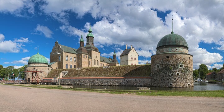 Vadstena Castle in the city of Vadstena, Sweden. Construction of the castle was started in 1545. It was completed in 1620.