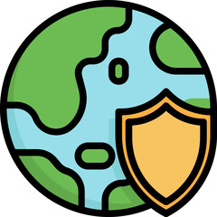 Shield and planet icon