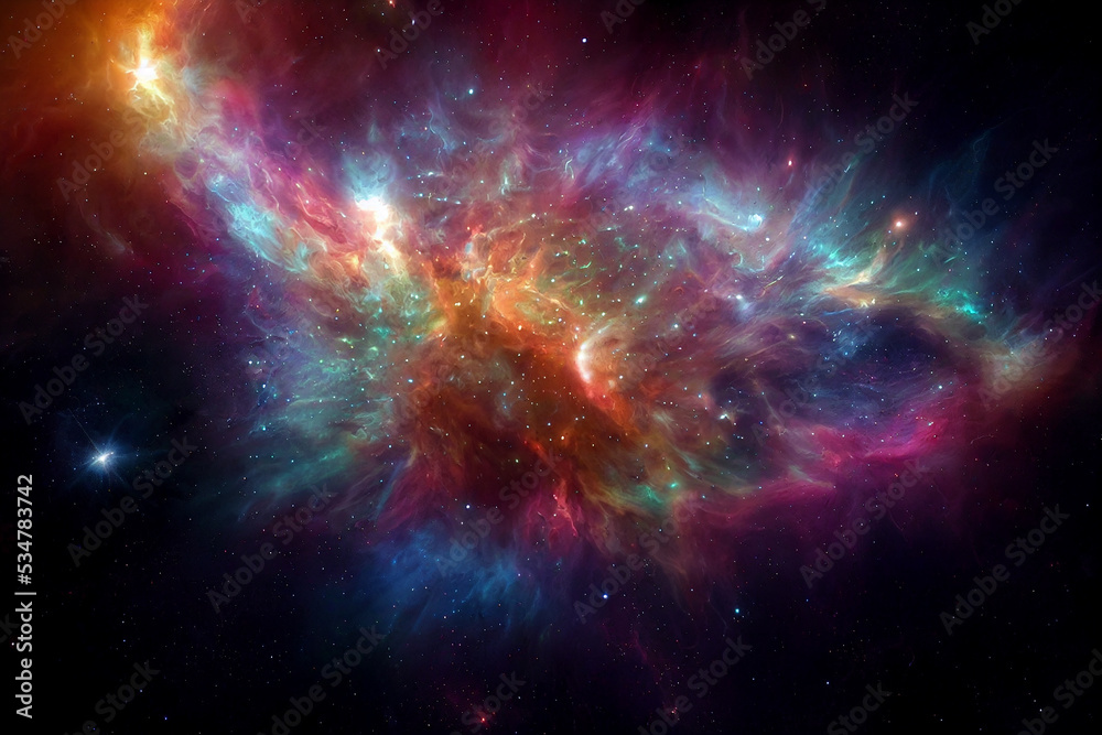 Canvas Prints colourful cosmic nebula 3d visualization art work awesome abstract background. cosmos stars cluster 
