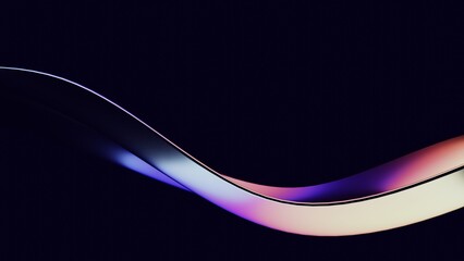 Abstract fluid 3d render holographic iridescent neon twisted wave in motion. Vibrant gradient design element for banners, backgrounds, wallpapers and covers.