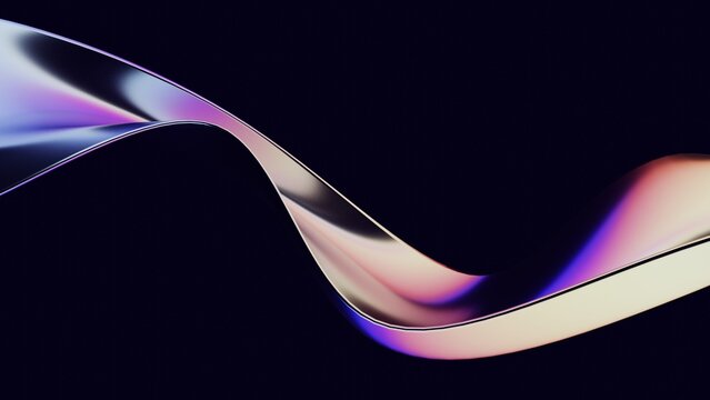 Abstract fluid 3d render holographic iridescent neon curved wave in motion background. Gradient design element for banners, backgrounds, wallpapers and covers.