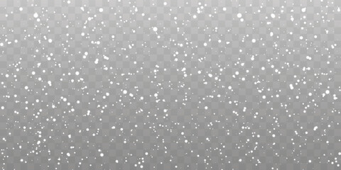 Christmas snow. Falling snowflakes on transparent background. Snowfall. Vector illustration