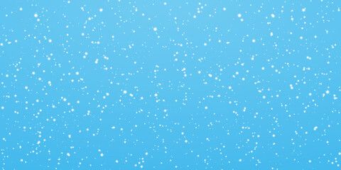 Christmas snow. Falling snowflakes on blue background. Snowfall. Vector illustration