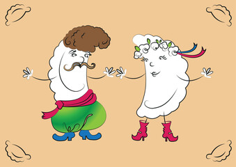 Dancing vareniki, or dumpling, in the Ukrainian national dress