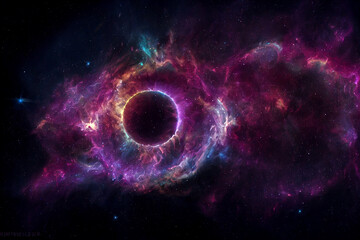 Cosmic Wormhole Portal and Nebula 3D Artwork Purple Stunning Abstract Background. Deep Space Researching Fantastic Science Fiction Movie Scene. Magnificent Distant Cosmic Worlds Spectacular Wallpaper
