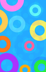Fototapeta premium Blue abstract background, colored circles, picturesque and eye-catching.
