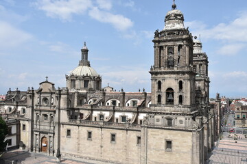 Fototapeta na wymiar Mexico City Metropolitan Cathedral Full Side View