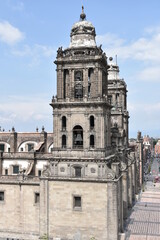 Fototapeta premium Mexico City Metropolitan Cathedral Bell Tower Side View Full Length Portrait