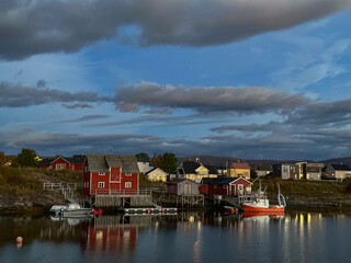 Fototapeta na wymiar Sunset in Salhus marina,Brønnøysund,Nordland county,Norway,