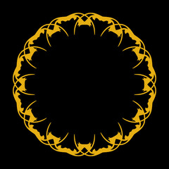 Golden circular frame. Beautiful ornamental frame in gold color on black background. vector eps10