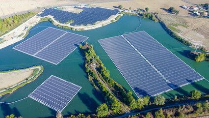 Solar panel mounting structure installation. This system is floated on your dam, river, reservoir, or lake to reduce evaporation and keep your solar PV panels cool for optimal performance