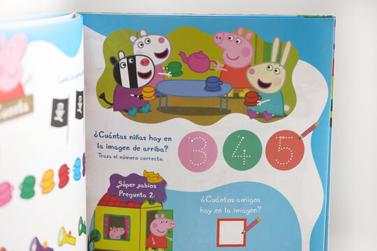 Magazine for children of the character Peppa Pig, George and friends. Tea time. Cartoon for babies and toddlers. Activity book for kids.