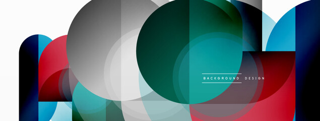 Obraz premium Creative geometric wallpaper. Minimal circle triangle and square line abstract background. Vector illustration for wallpaper banner background or landing page