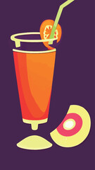 Orange, watermelon, kiwi, lemon smoothie set. Juice to go with fresh fruits.Summer background for banner,poster,brand,template and label,packaging,packing,emblem and advertise.Vector illustration.