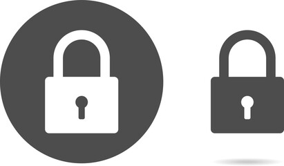 Lock icon on white background with shadow behind. Lock icon in flat design. Castle cartoon for your design.