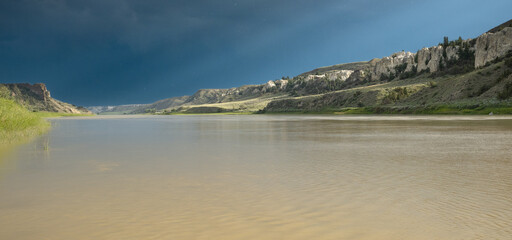 Storm clouds over the Missouri River, white cliffs Montana 