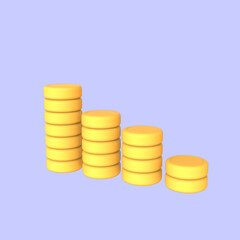 3d rendering stack gold coin currency money exchange isolated golden coin icon