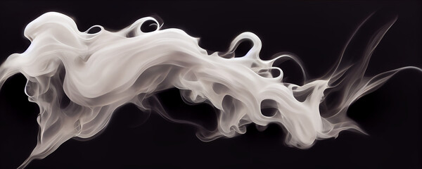 white fluid smoke on black background