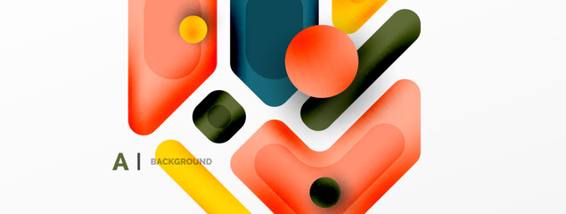 Minimal geometric abstract background. Colorful geometric blocks. Lines, squares and triangles composition wallpaper