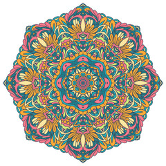 Abstract Mandala vintage indian textile ethnic seamless pattern ornamental. Arabesque medallion design