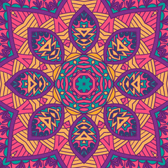 Festival art seamless pattern mandala. Ethnic geometric medallion print. Mexican psychdedlic