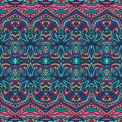 Decorative ethnic pattern for fabric. Geometric mandala art colorful seamless pattern ornamental.